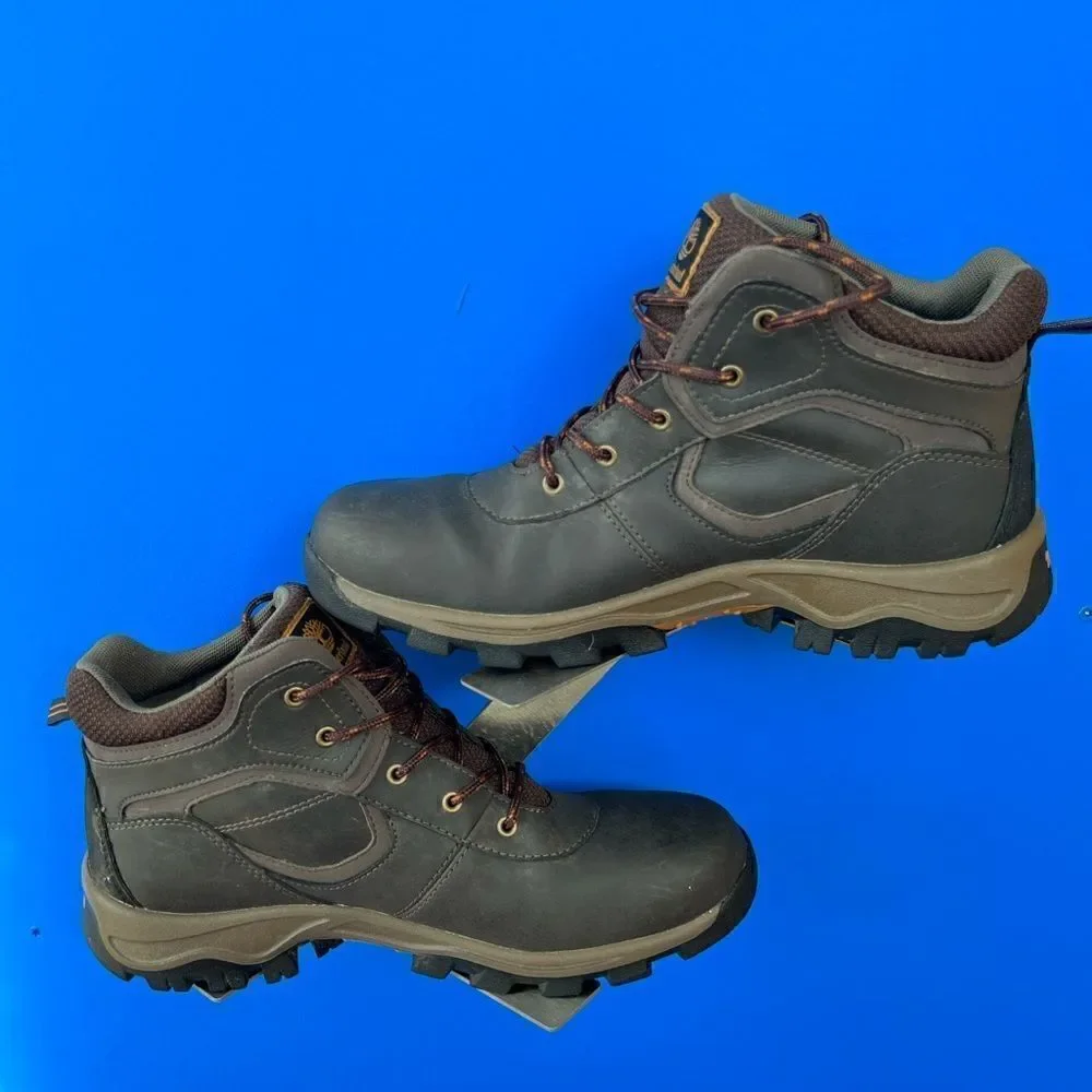 Timberland Boys Mt. Maddsen A14IB Brown Leather Lace Up Hiking Boots Size US 6.5